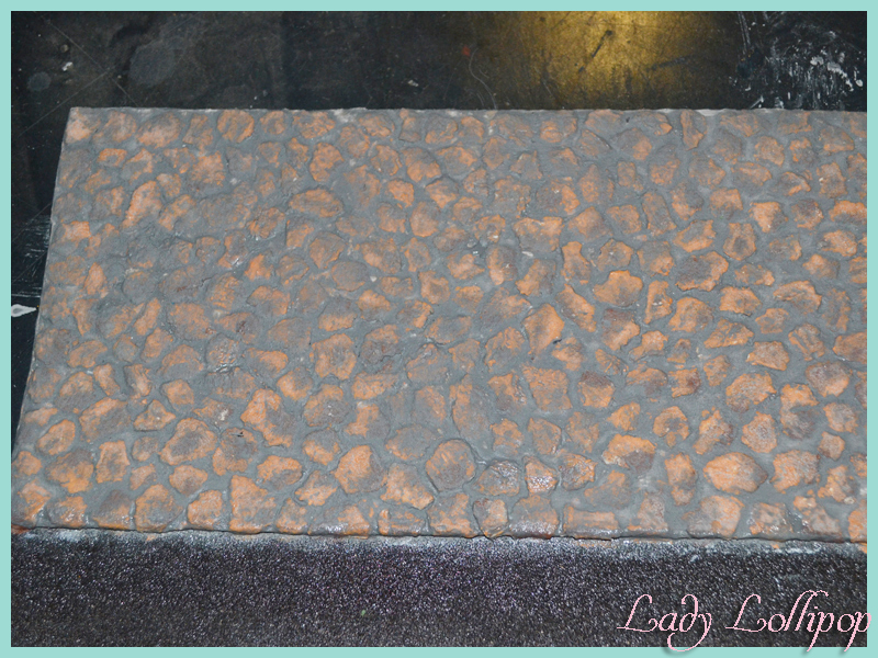 Grouting added to Sylvanian Families scale cobblestone diorama