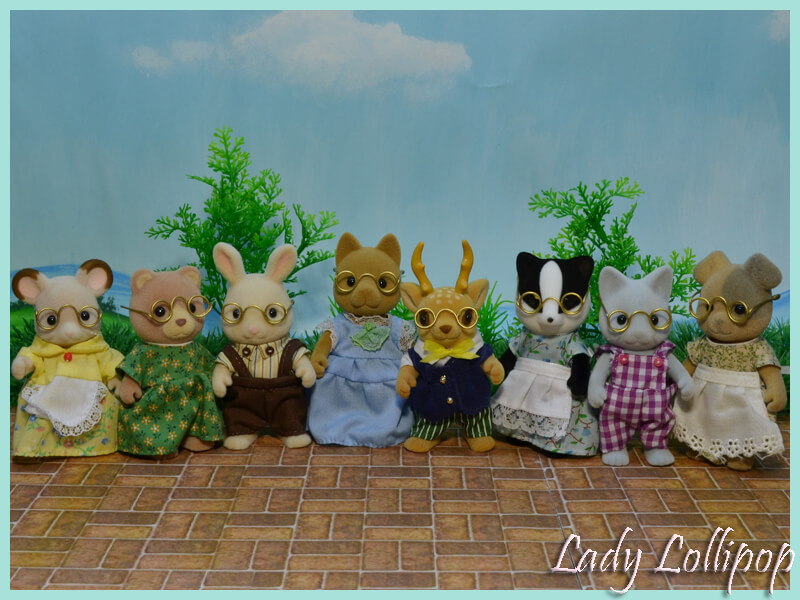 Assortment of Sylvanian Families figures with new hand made glasses