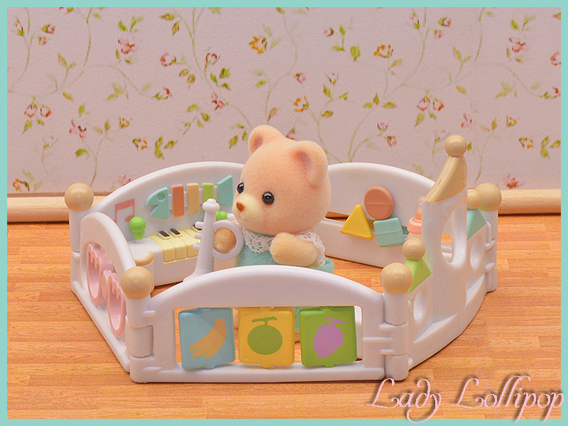 The Sylvanian babies love playing in their colourful playpens