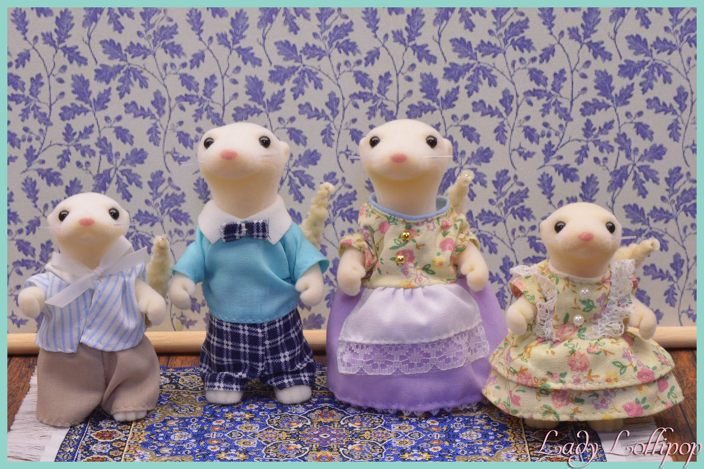 Sylvanian Families Ermine White Otter Stoat Family