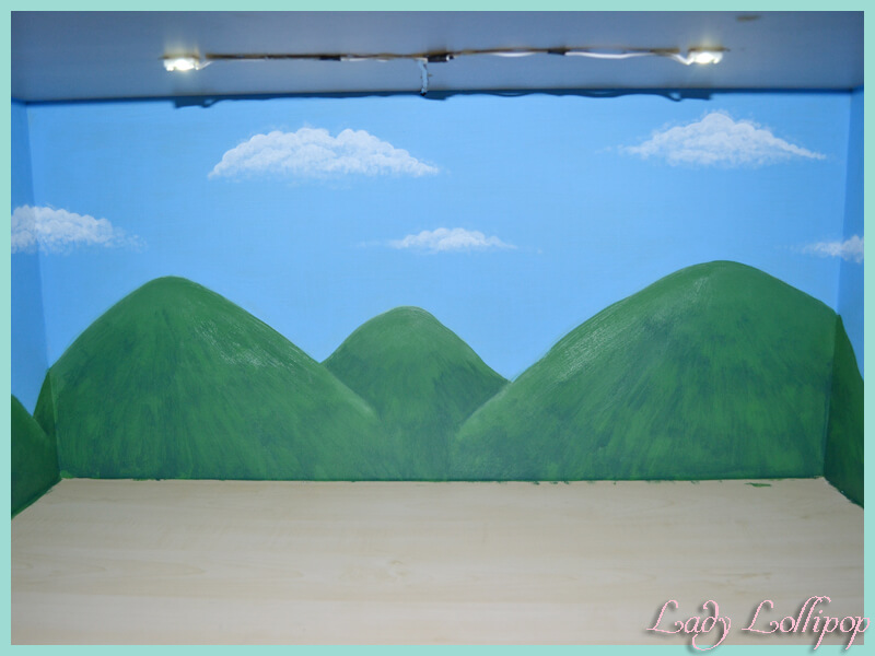 Hand Painted backdrop for the DIY Sylvanian Families diorama