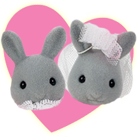 Sylvanian Families Brighteyes Grey Rabbit Wedding Couple