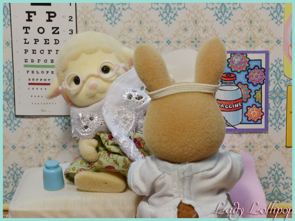 Sylvanian Families grandmother Dove Dale at the Sylvanian clinic