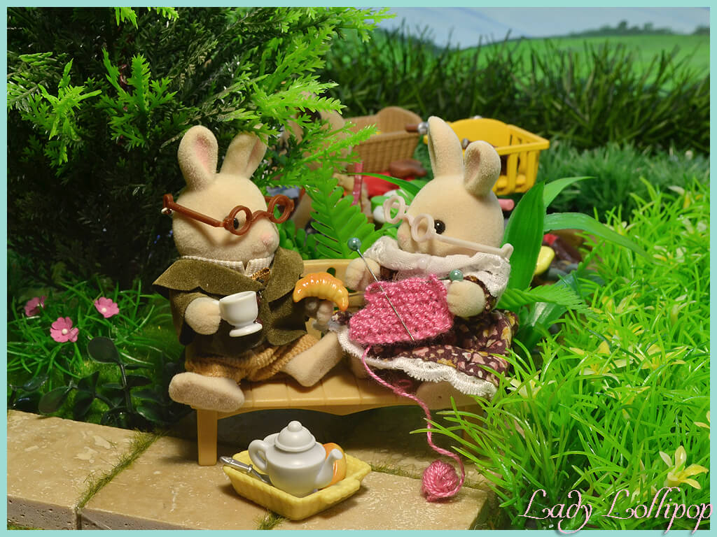 Sylvanian Families Periwinkle grandparents in the South Africa sunlight