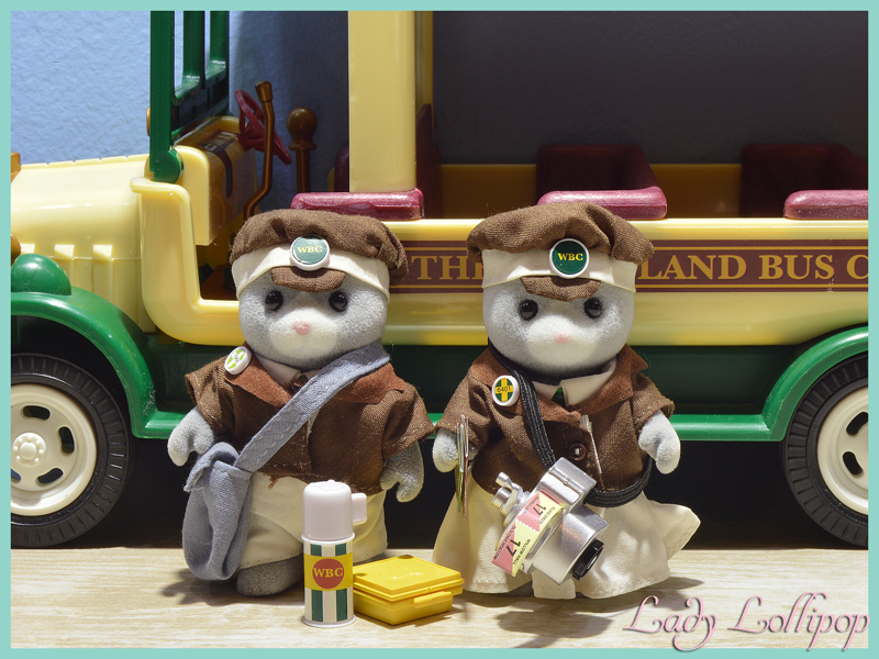 Stan and Olive Butler bear the Sylvanian Families bus driver and conductor